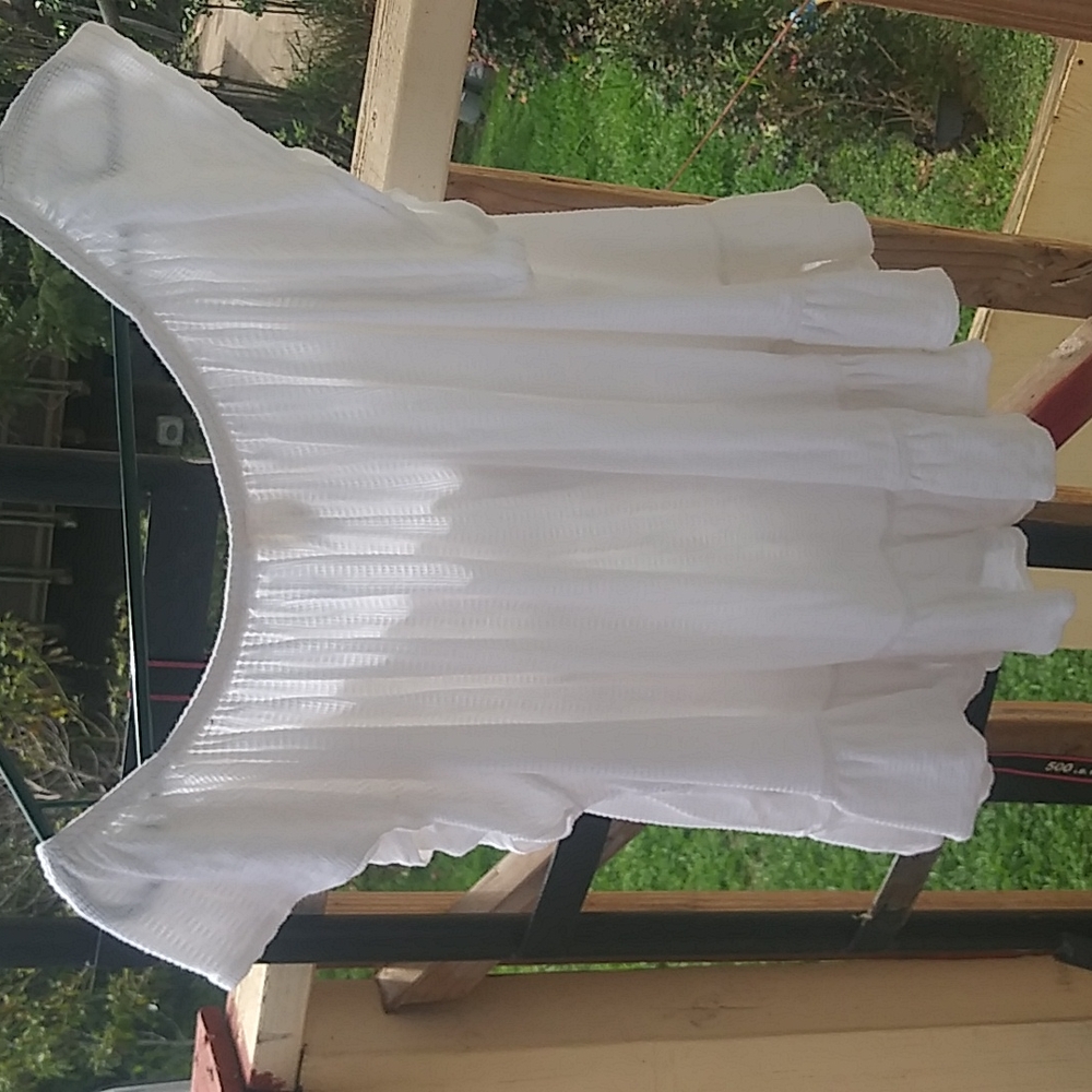 White Ruffled Button-Down Top - Picture 2 of 3